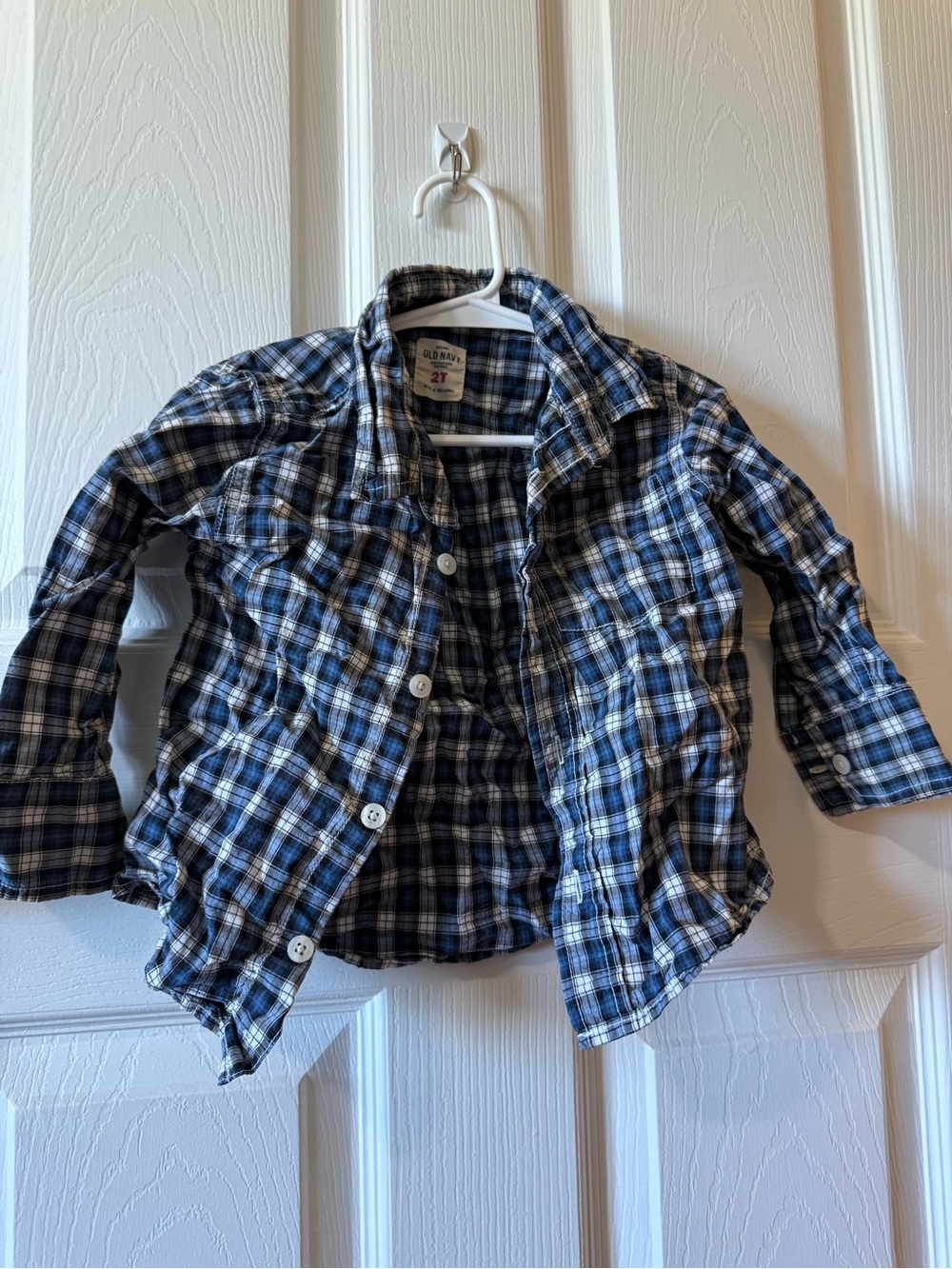 Vintage Old Navy 2T Blue Plaid Button-Up Shirt